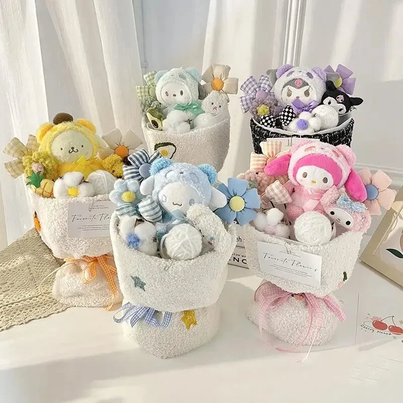 Sanrio Hello Kitty Bouquet Cute Cartoon Plush Doll Flower Cinnamoroll Kuromi