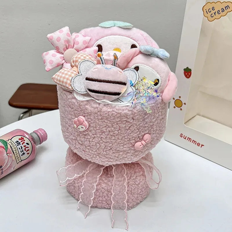 Sanrio Hello Kitty Bouquet Cute Cartoon Plush Doll Flower Cinnamoroll Kuromi