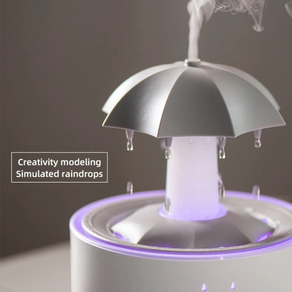 Rotating Umbrella Water Drop Air Humidifier with Colourful Night Lights Mute Spary Home Essential Oil Aroma Diffuser Humidifier