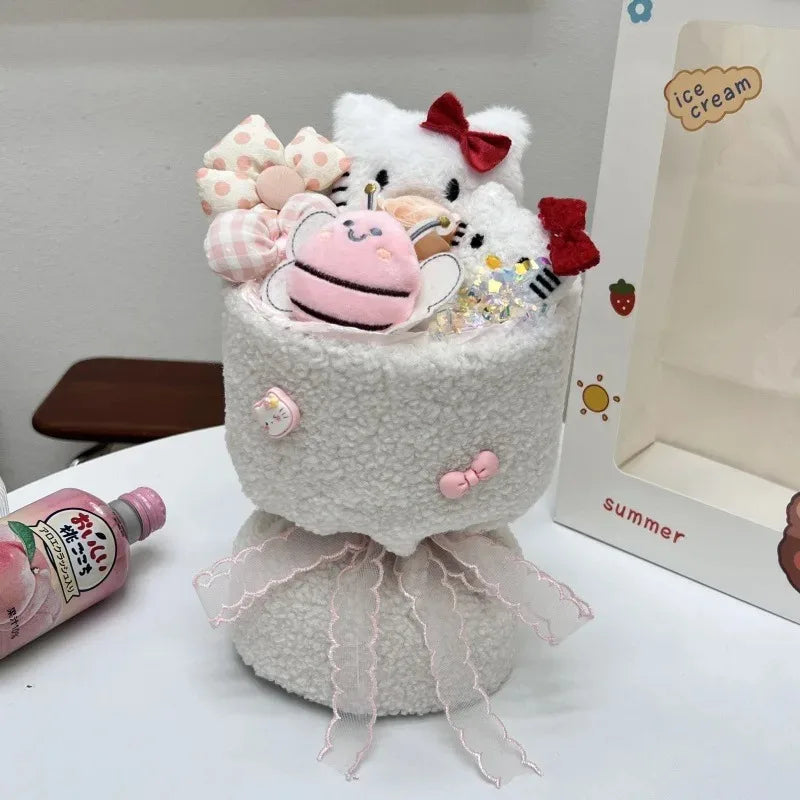 Sanrio Hello Kitty Bouquet Cute Cartoon Plush Doll Flower Cinnamoroll Kuromi